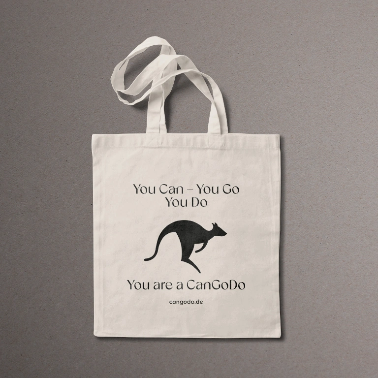 Jutebeutel mit Aufdruck "You can - you go - you do - you are a CanGoDo"