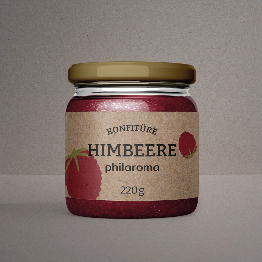 Himbeer-Konfitüre im neuen Etikettendesign